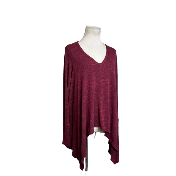 Gypsy 05 heathered red long sleeves asymmetrical v neck top size XS - Picture 9 of 9